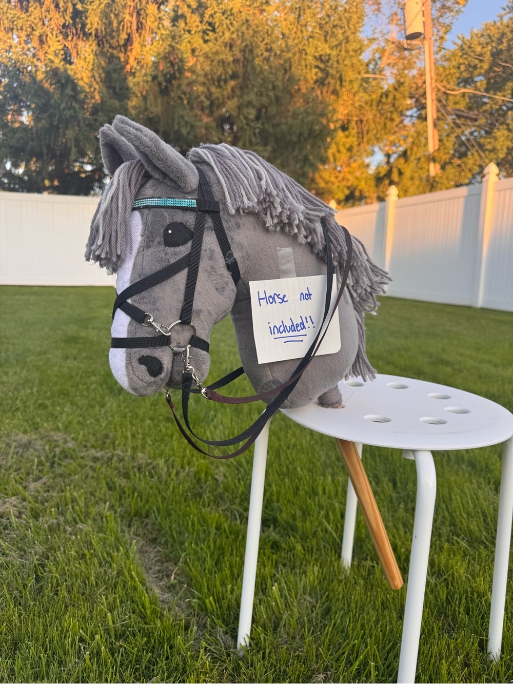 Hobby horse crossover bridle with double reins